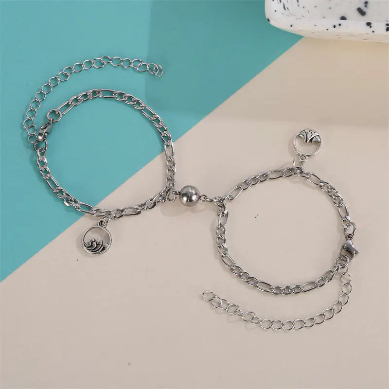 Magnetic Couple Bracelets - Simple Fashion Chain Set