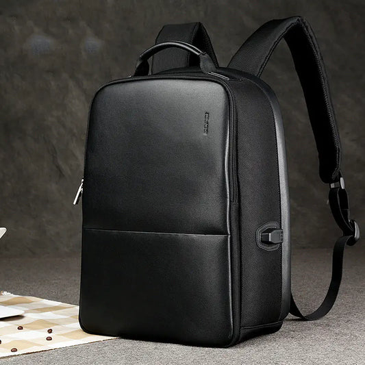 Men's Leather Anti-Theft USB Charging Backpack