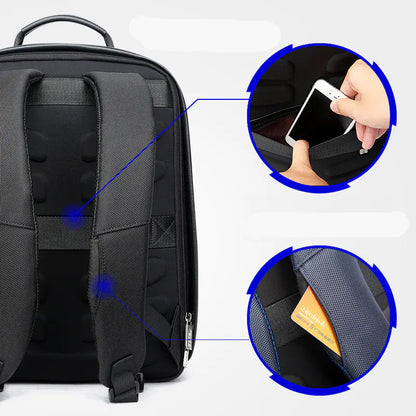 Men's Leather Anti-Theft USB Charging Backpack