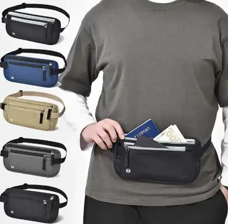 RFID Waterproof Passport & Document Waist Bag – Anti-Theft Travel Pouch for Mobile Phone (Unisex)