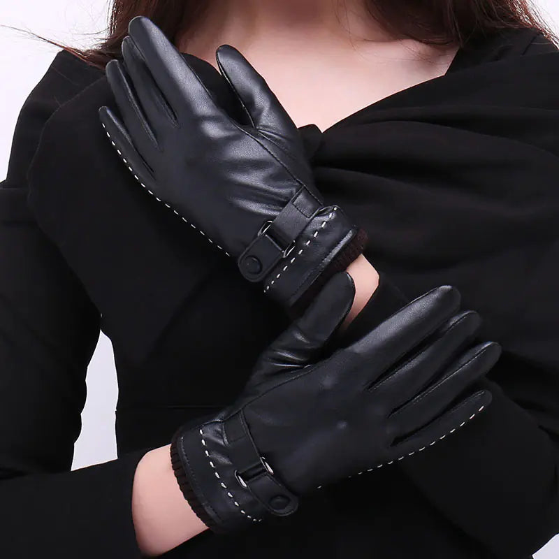 Touchscreen Leather Gloves with Fleece Lining