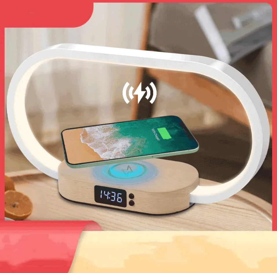 Wooden LED Alarm Clock Lamp