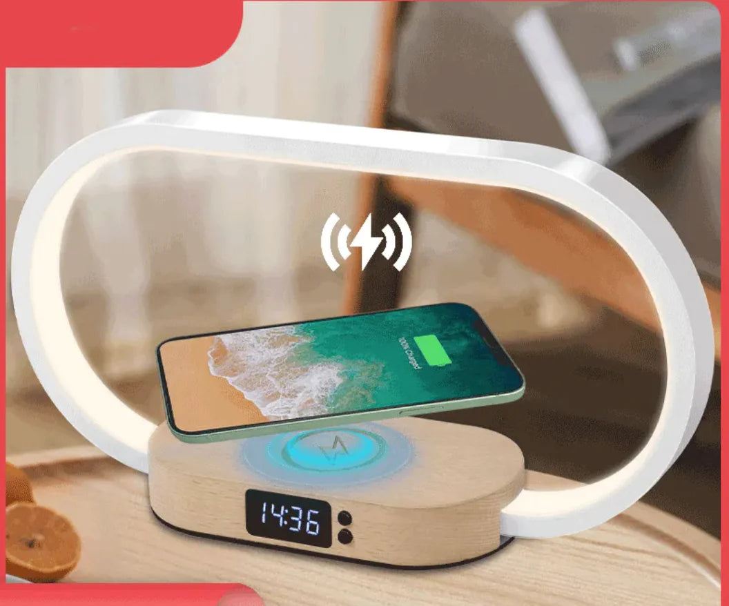 Wooden LED Alarm Clock Lamp