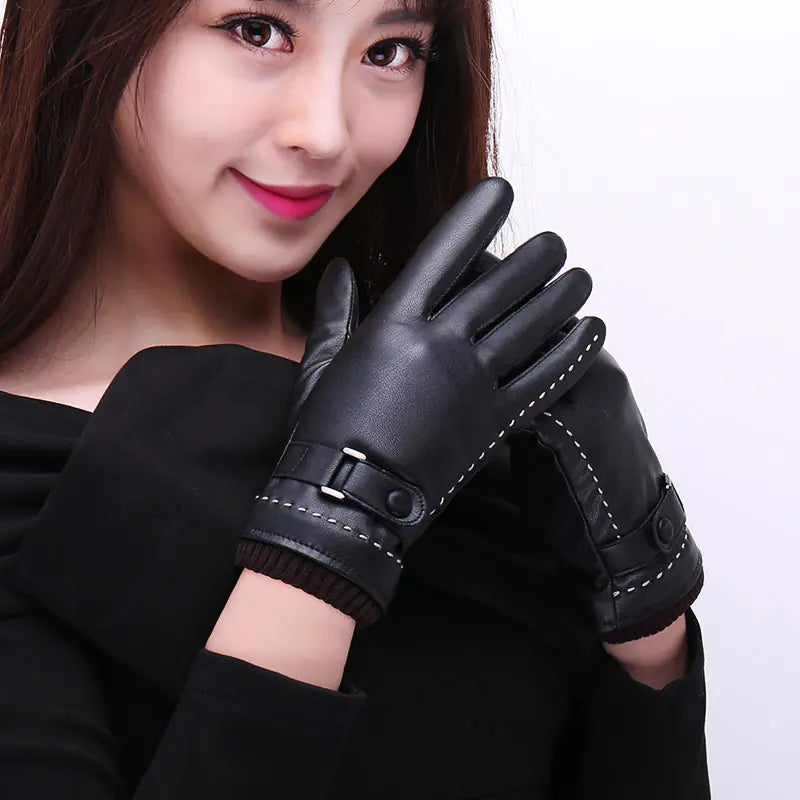 Touchscreen Leather Gloves with Fleece Lining
