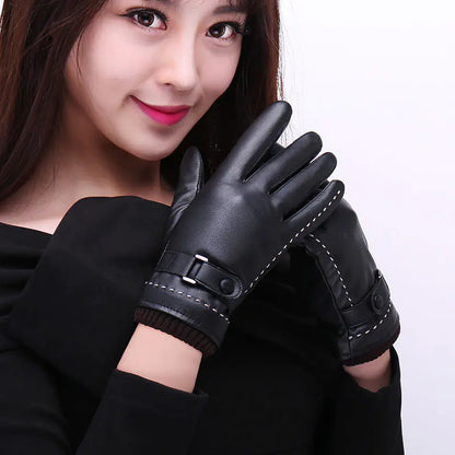 Touchscreen Leather Gloves with Fleece Lining