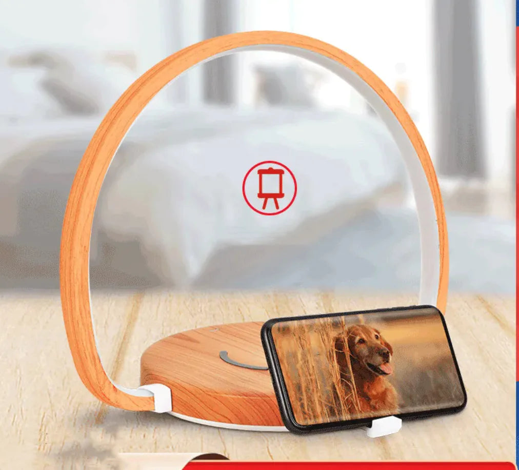 Wooden LED Alarm Clock Lamp