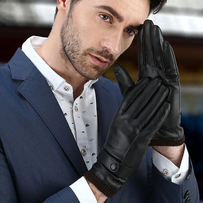 Touchscreen Leather Gloves with Fleece Lining