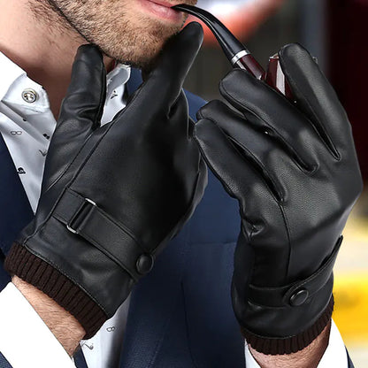 Touchscreen Leather Gloves with Fleece Lining
