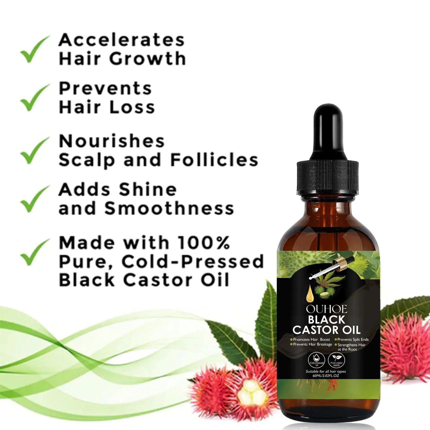 OUHOE Castor Oil Hair Serum for Repair and Shine