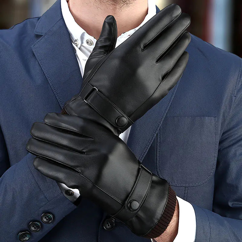 Touchscreen Leather Gloves with Fleece Lining