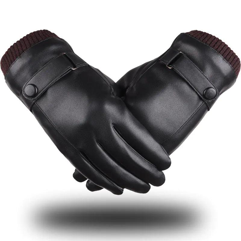 Touchscreen Leather Gloves with Fleece Lining