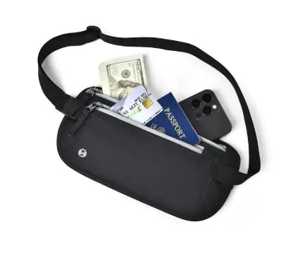 RFID Waterproof Passport & Document Waist Bag – Anti-Theft Travel Pouch for Mobile Phone (Unisex)
