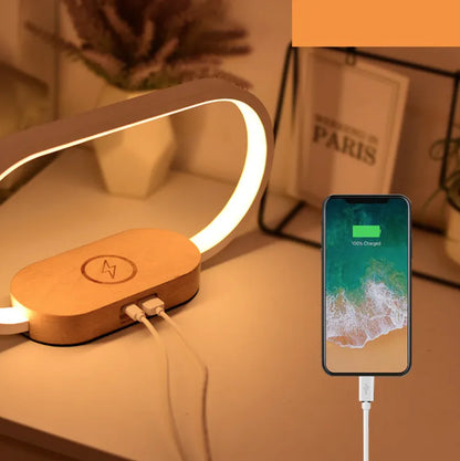 Wooden LED Alarm Clock Lamp