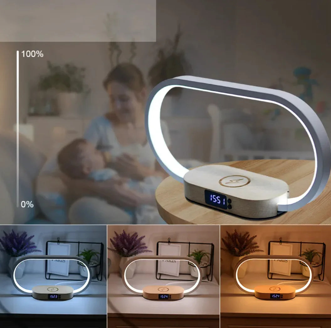 Wooden LED Alarm Clock Lamp